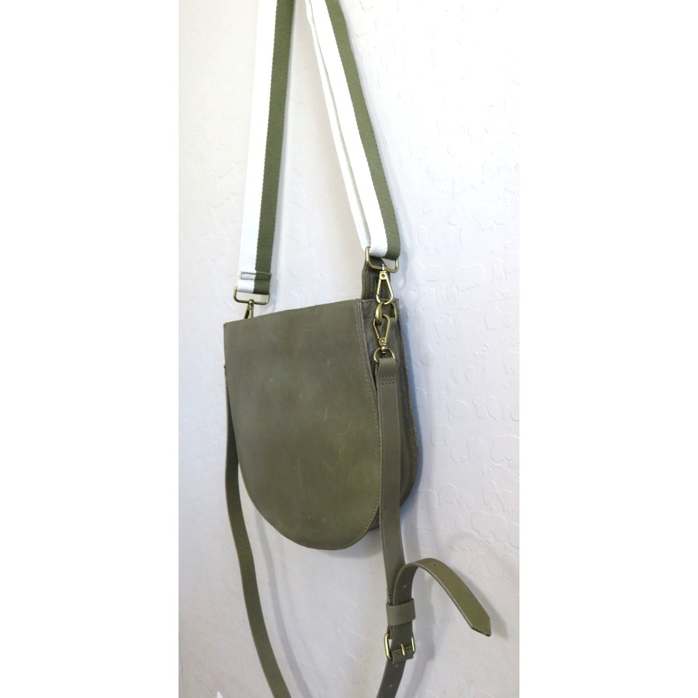 Madewell Tundra Green Transport Leather Saddle Bag Crossbody Shoulder Handbag - Picture 9 of 16
